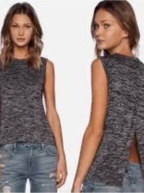 Rag & Bone Nicole Split Back Sleeveless Tank Marled Gray Size XS